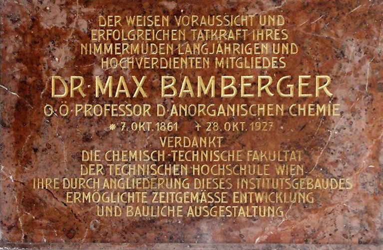 Gedenktafel der Technischen Universität Wien für Max Bamberger