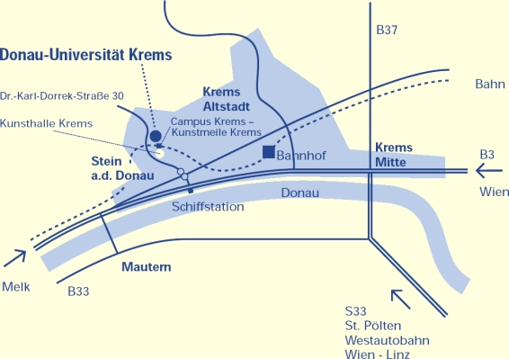 Anfahrtsplan zur Donau-Universitt Krems